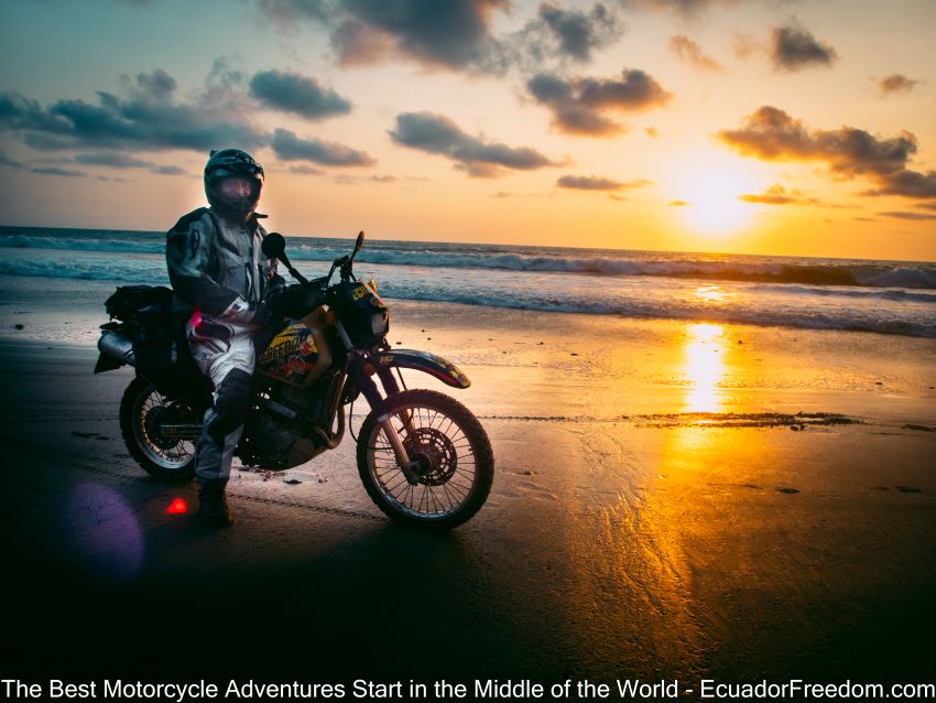 DR650 sunset on the beach