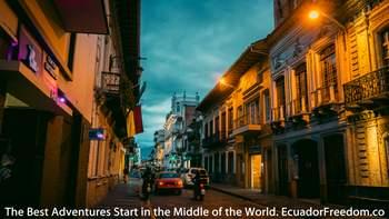 Cuenca Ecuador at night on a motorcycle