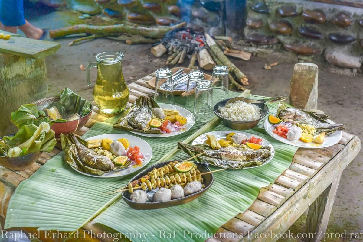 a typical meal on a motorcycle adventure tour in ecuador amazon