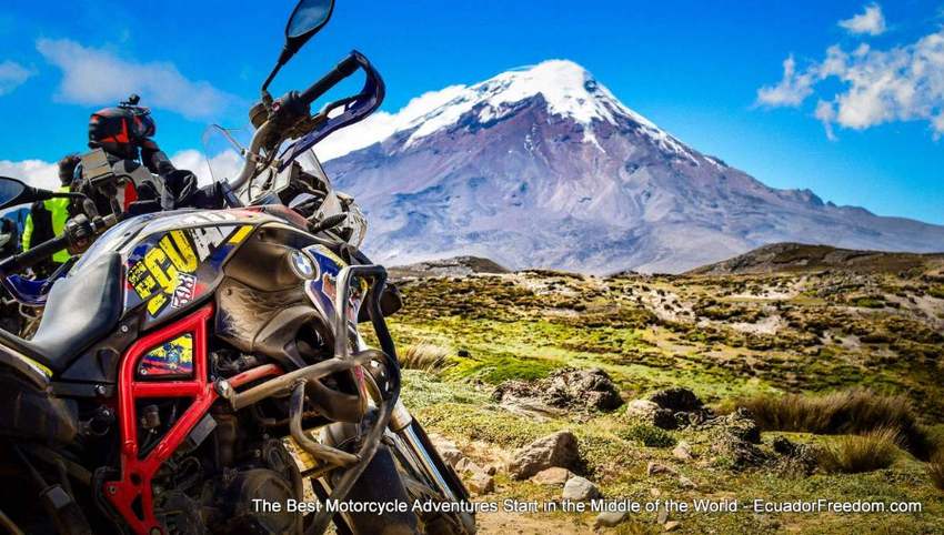 BMW F800GS with Chimborazo in Ecuador