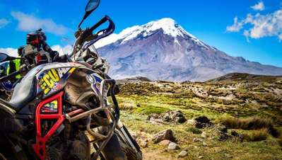 BMW F800GS with Chimborazo in Ecuador edited