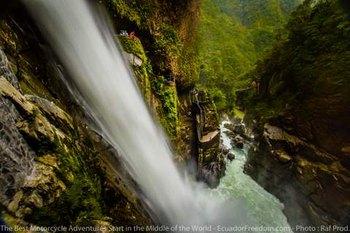 Paillon del Diablo waterfall in Ecuador Motorcycle