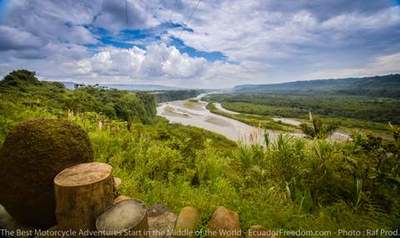 Riding motorcyle to Pastaza river ecuador amazon basin