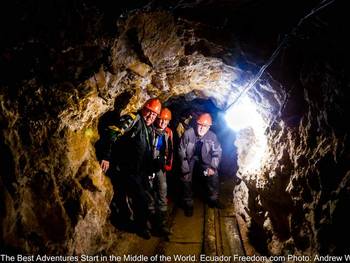 motorcyclists visiting a gold mine in zaruma ecuador