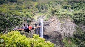 zip line across pastaza River Ecuador motorcycle Adventure tour