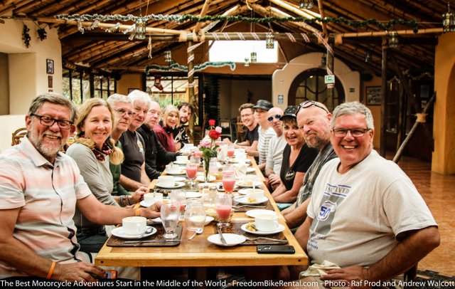 Motorycycle Tour Eating in Ecuador