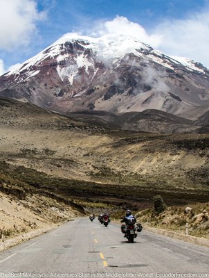 riding motorcycles around chimborazo in ecuador