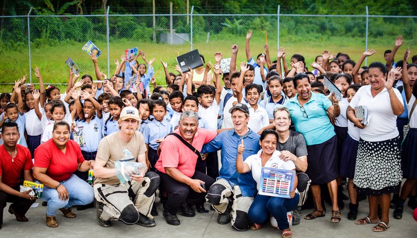 Ride for a Purpose visiting school in Esmeraldas Province