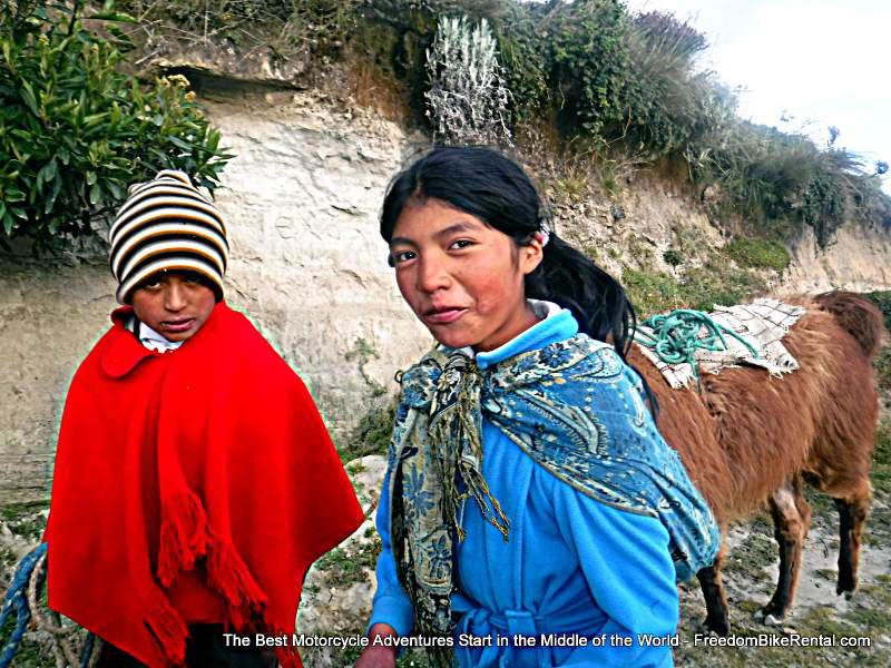 Girl with llama on quilotoa loop