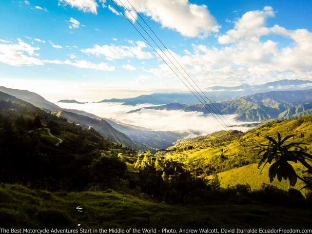 View over mountains on dirt road on way to sigchos from las pampas offroad ecuador motorcycle dirt bike adventure tour