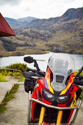 honda africa twin in the cajas national park in ecuador