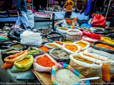 otavalo market spices ecuador motorcycle adventure tour