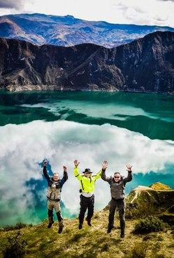 jumping at Quilotoa Lake