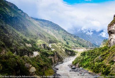 road out of Quito to west for motorcycle adventure