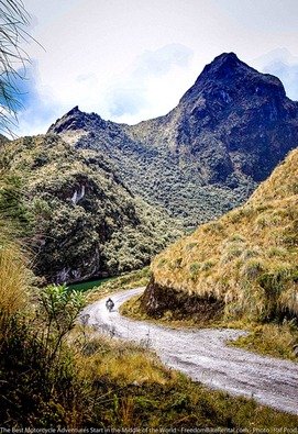 adventure motorcycle riding in the cayambe coca park in ecuador