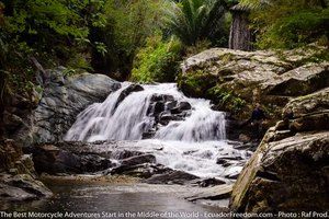 Cascada Gallito de la Peña Offroad Pacific Discovery Route Ecuador 4x4 motorcycle adventure tour