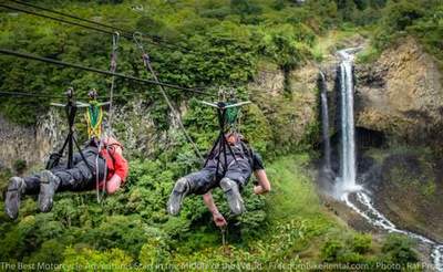 zip line across pastaza river in Ecuador