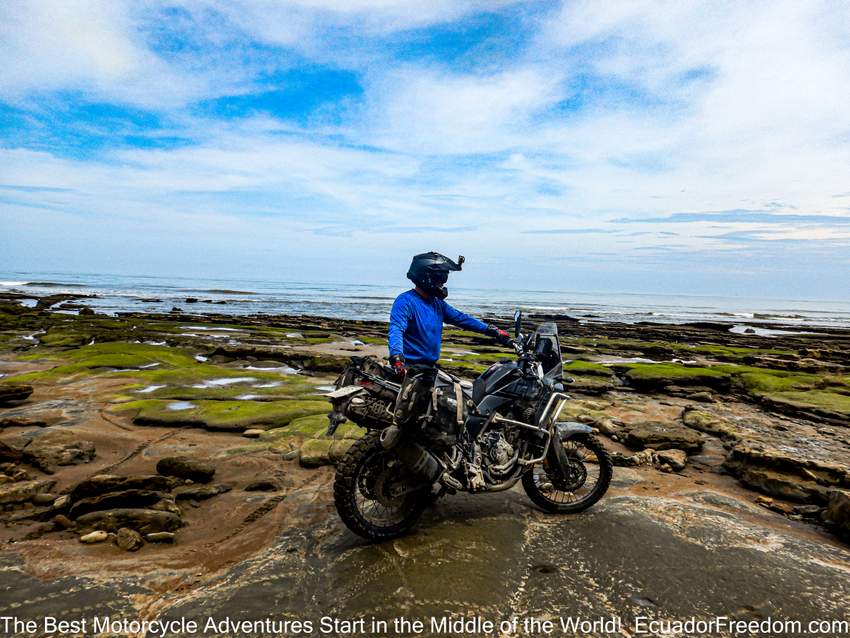 yamaha tenere on the beach in Ecuador